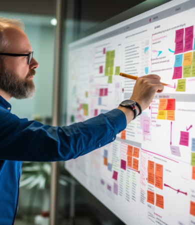 A man working on the UI & UX strategy in the office